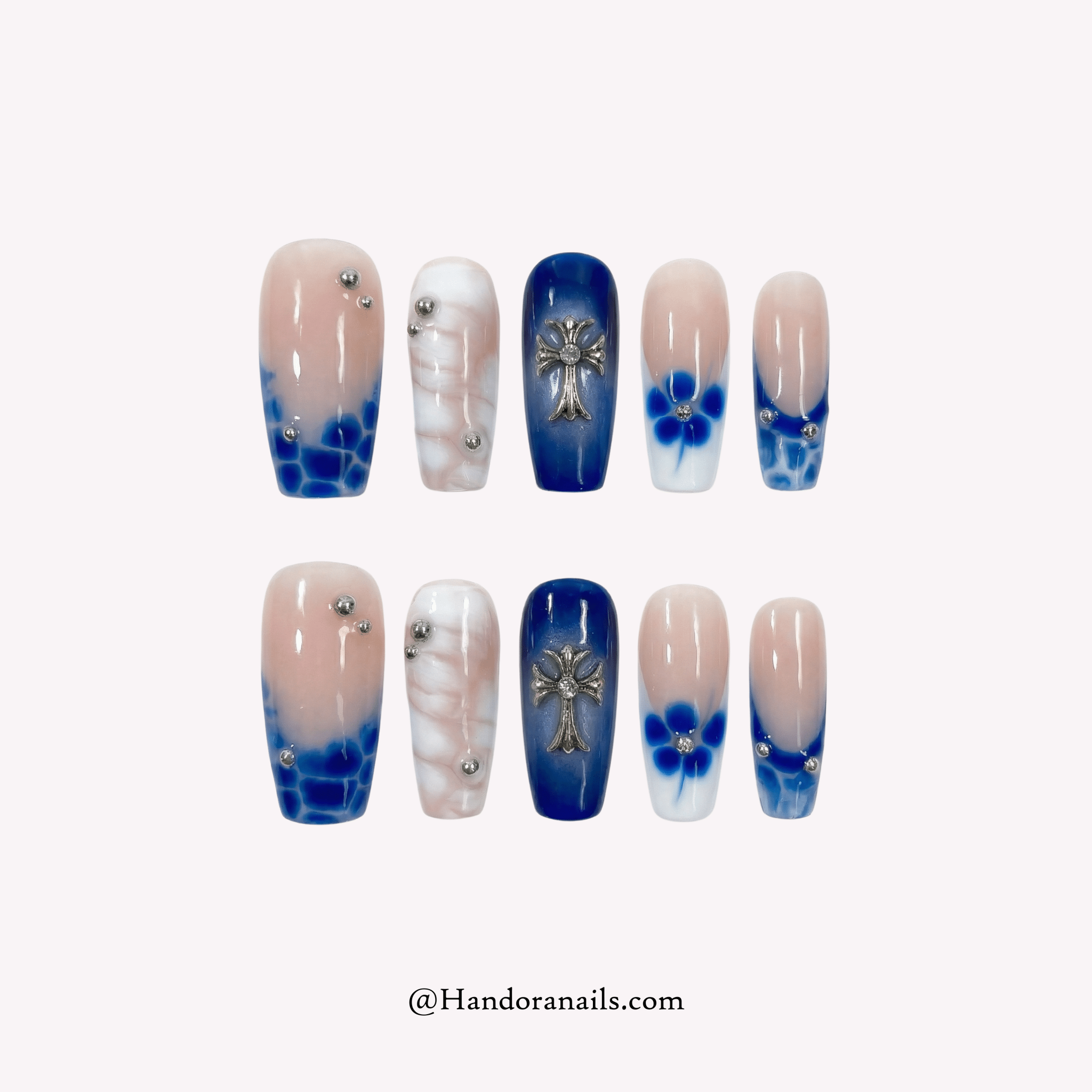 Shell Pearl white 3d press-on nails by Handora