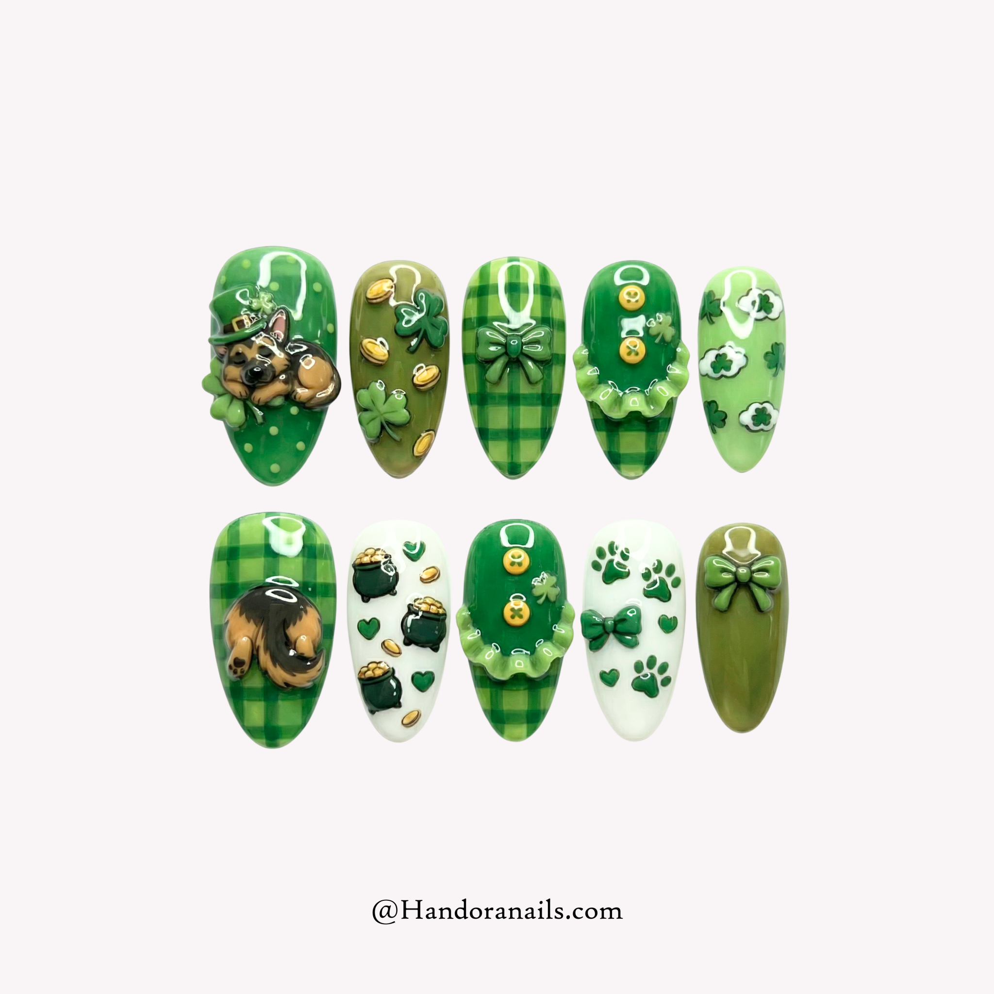 Shepherd Luck 3d press-on nails by Handora