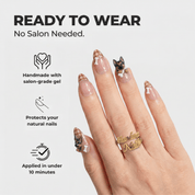 Shepherd Plaid almond press-on nails – design close-up by Handora