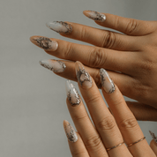 Silver Aura 3d nail design – handmade press-on nails by Handora
