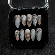 Silver Aura salon-quality handmade press-on nails by Handora