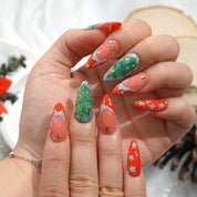 Silver Bloom press-on nails – hand-painted reusable gel set by Handora