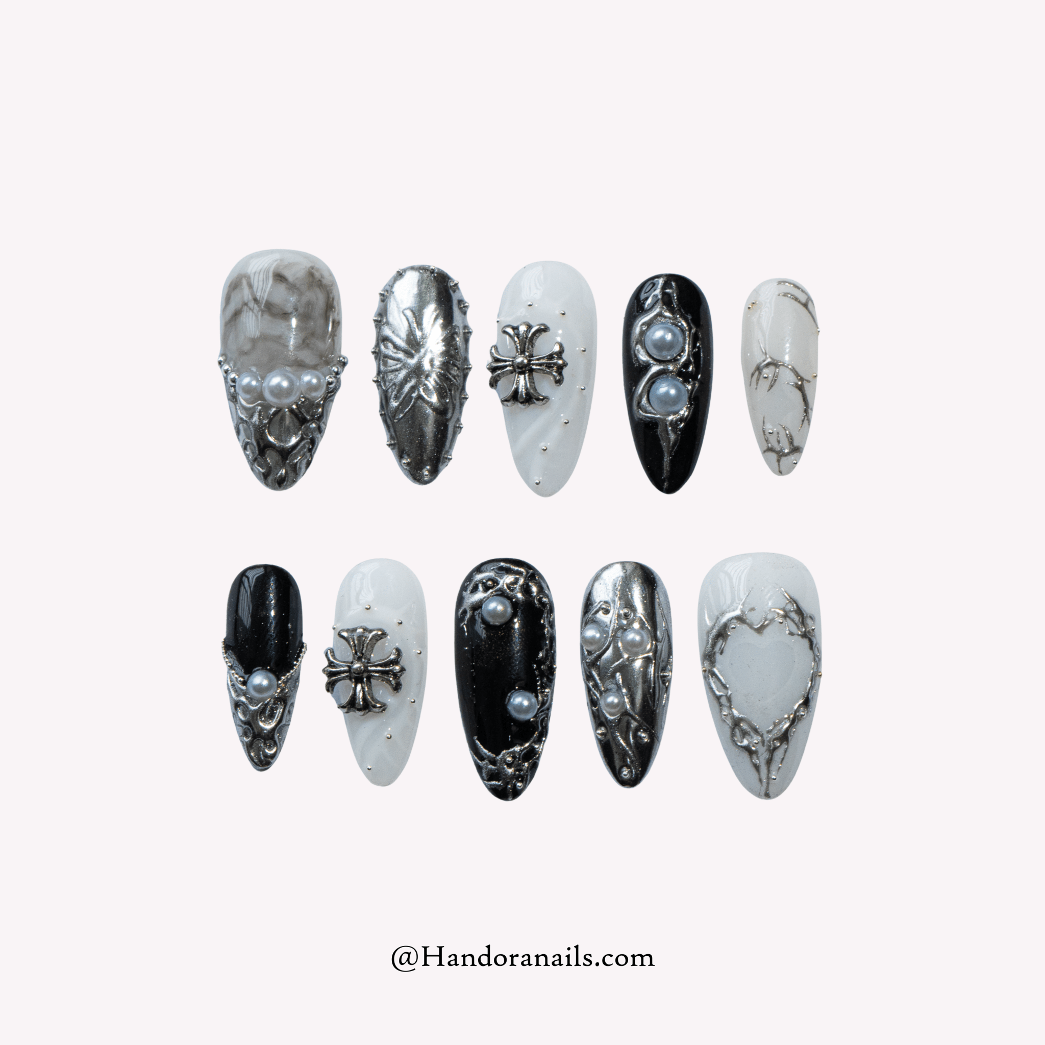 Silver Gothic silver gothic press-on nails by Handora