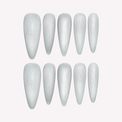 Silverveil silver cat eye press-on nails by Handora