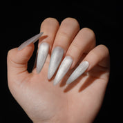 Silverveil cat eye nail design – handmade press-on nails by Handora