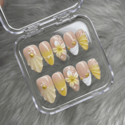 Siren Nectar floral nail design – handmade press-on nails by Handora