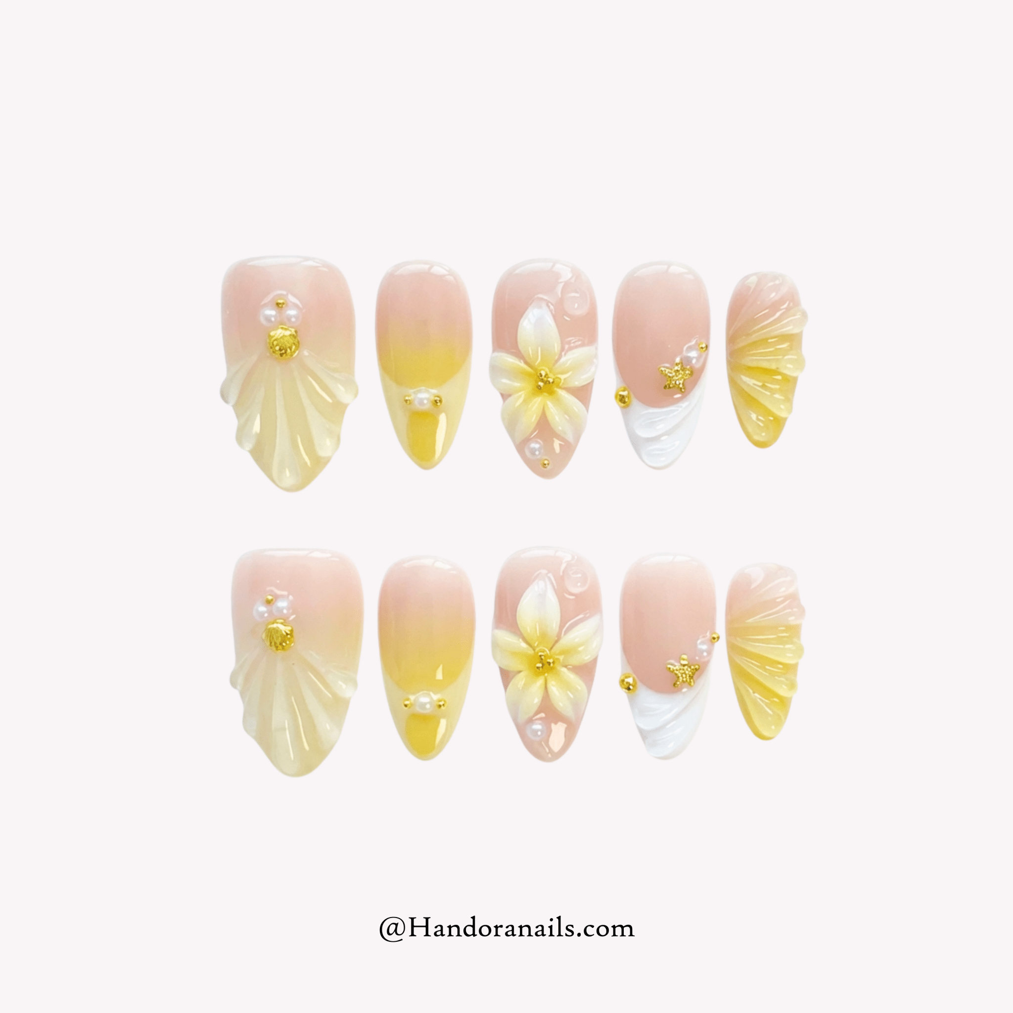 Siren Nectar floral press-on nails by Handora