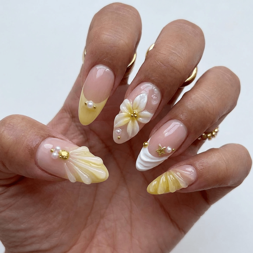 Siren Nectar press-on nails – hand-painted reusable gel set by Handora