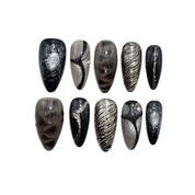 Smoky Gold Marble gold almond gothic press-on nails by Handora