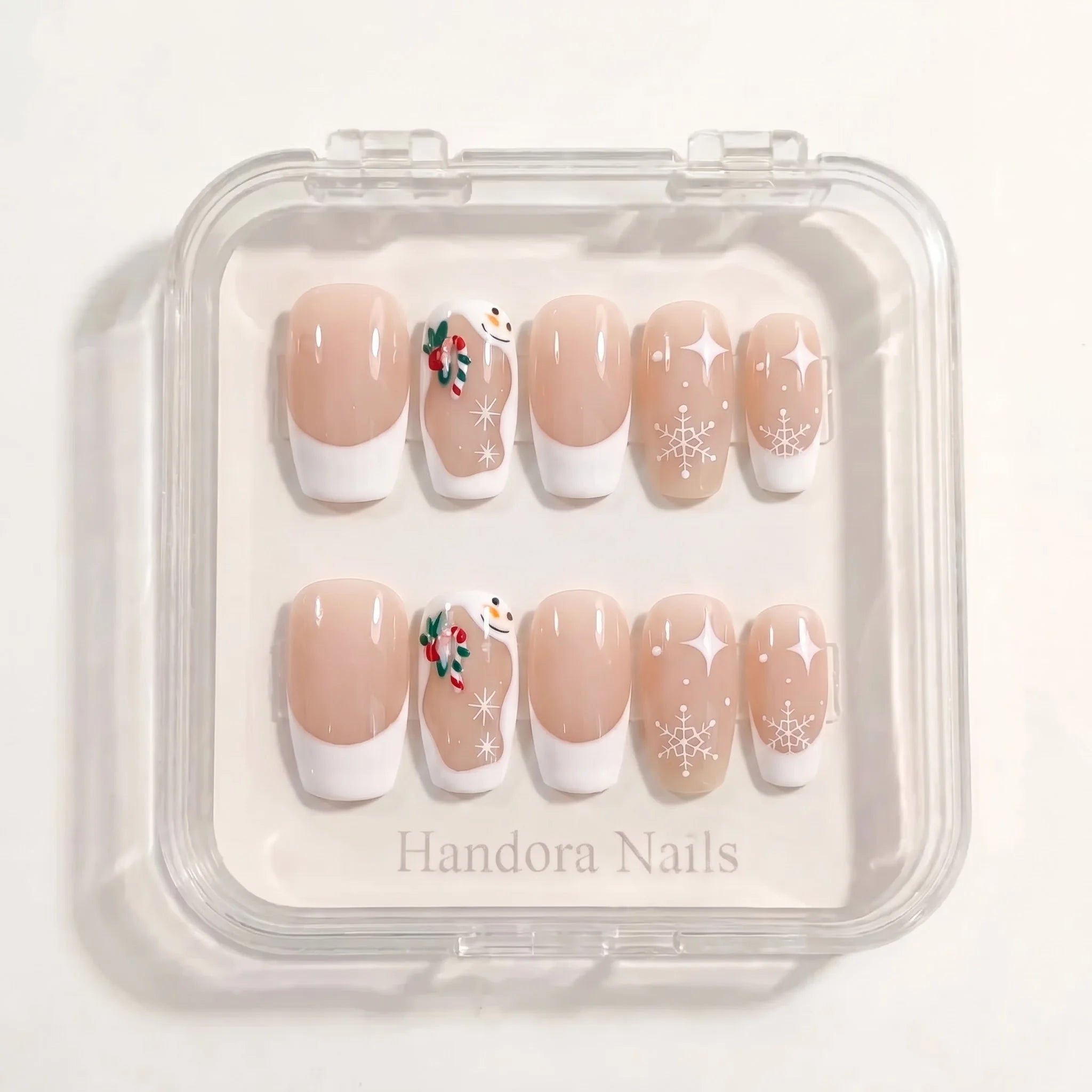 Snowman Hug Christmas press-on nails - design view 9 by Handora Nails