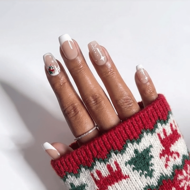 Snowman Hug Christmas press-on nails - moving hand by Handora Nails