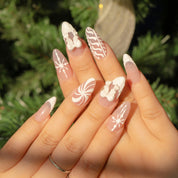 Snowy Chic christmas nail design – handmade press-on nails by Handora