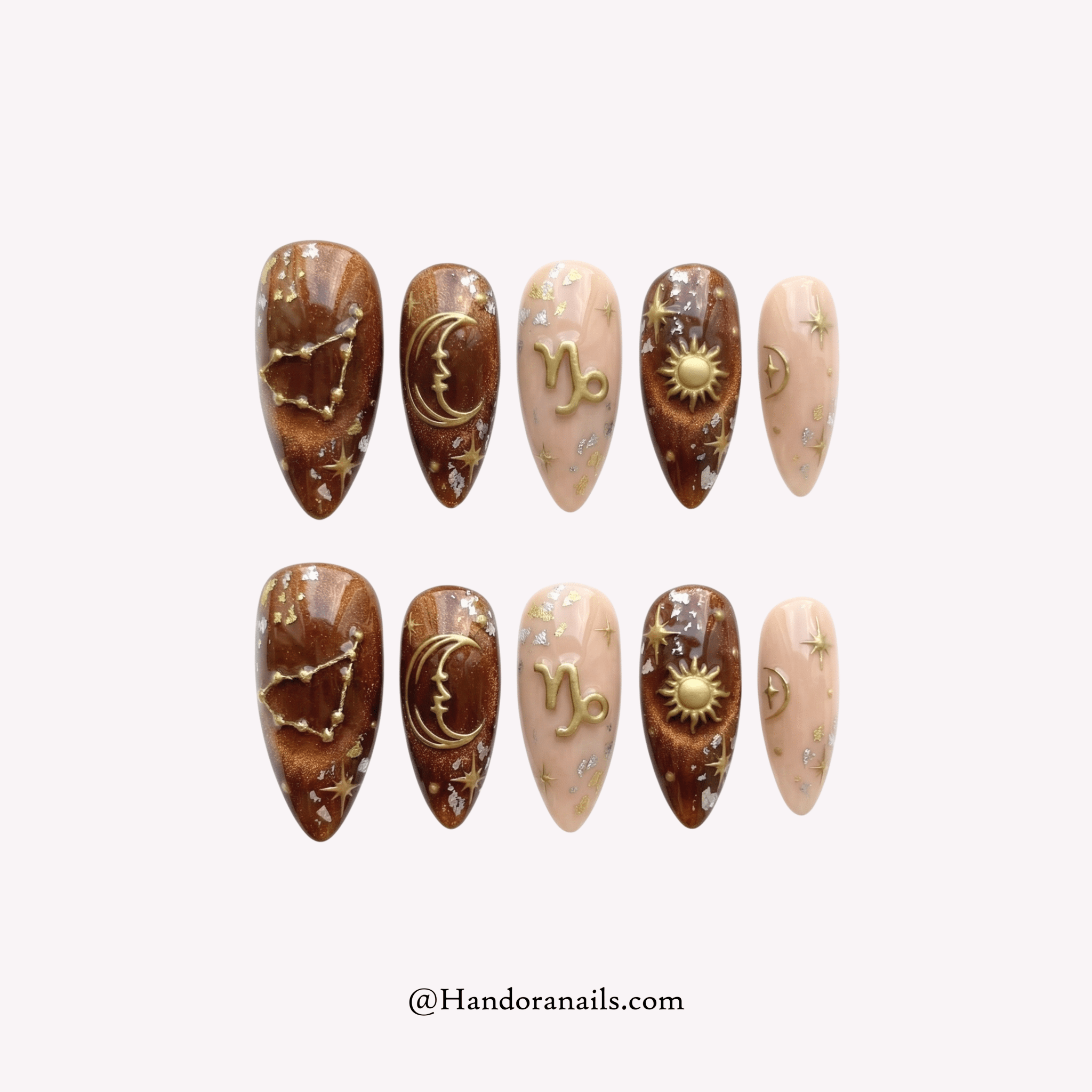 Solar Capricorn 3d press-on nails by Handora