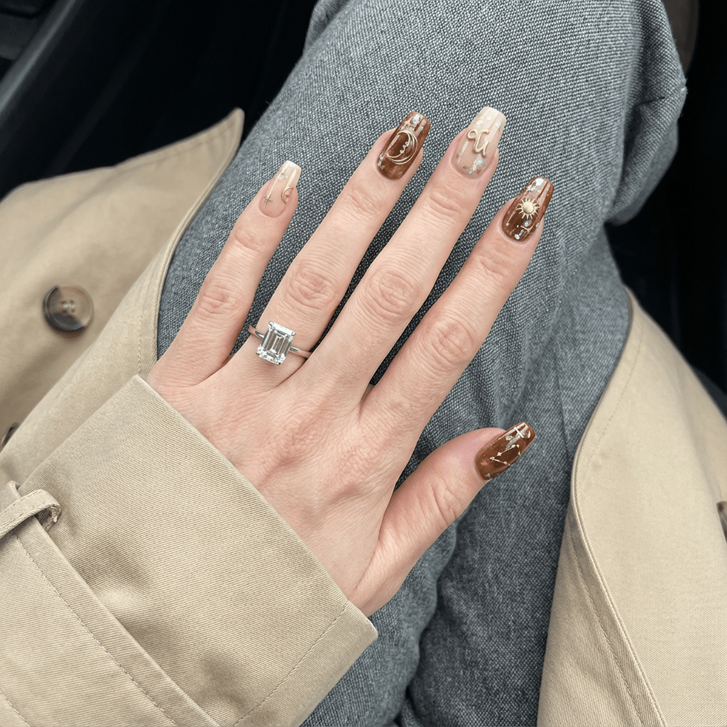 Solar Capricorn 3d nail design – handmade press-on nails by Handora