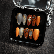 Solar Monarch press-on nails – hand-painted reusable gel set by Handora