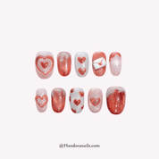 Sparkling Hearts cat eye press-on nails by Handora