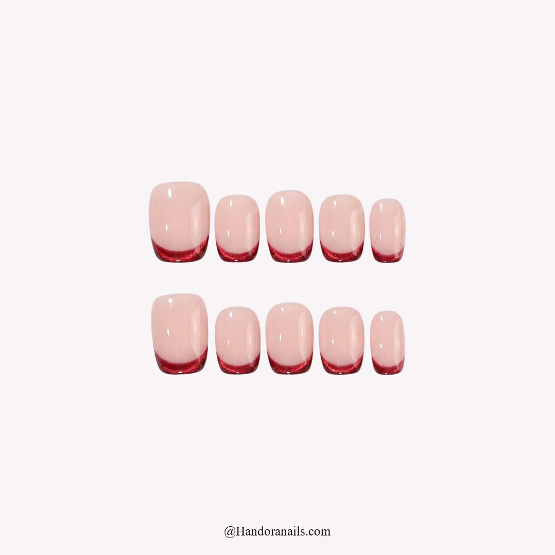 Spiced Berry Christmas press-on nails - white background by Handora Nails