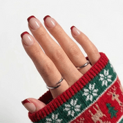 Spiced Berry Christmas press-on nails - moving hand by Handora Nails