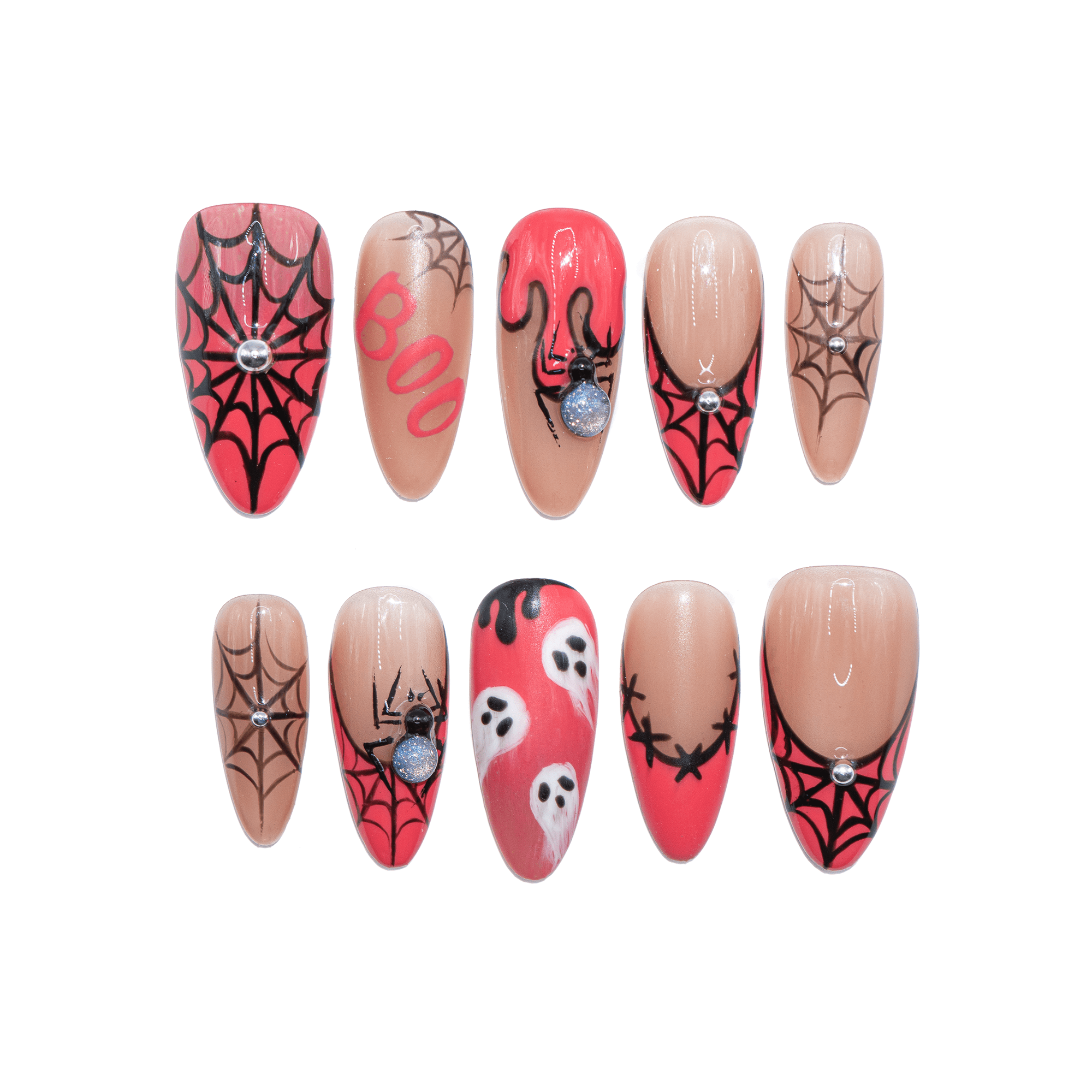 Spider Night gothic press-on nails by Handora