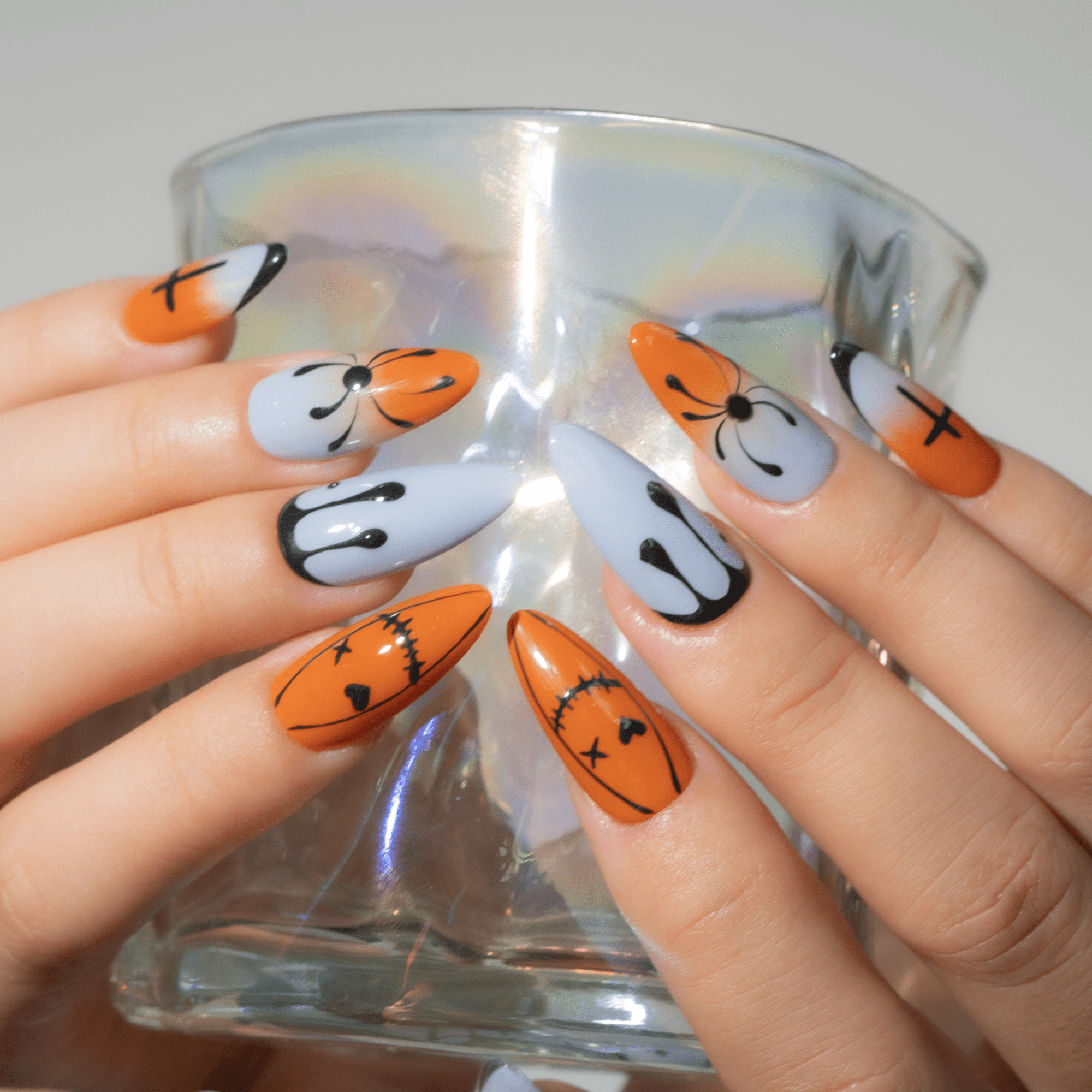 Spooky Drip gothic nail design – handmade press-on nails by Handora