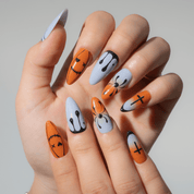 Spooky Drip press-on nails – hand-painted reusable gel set by Handora