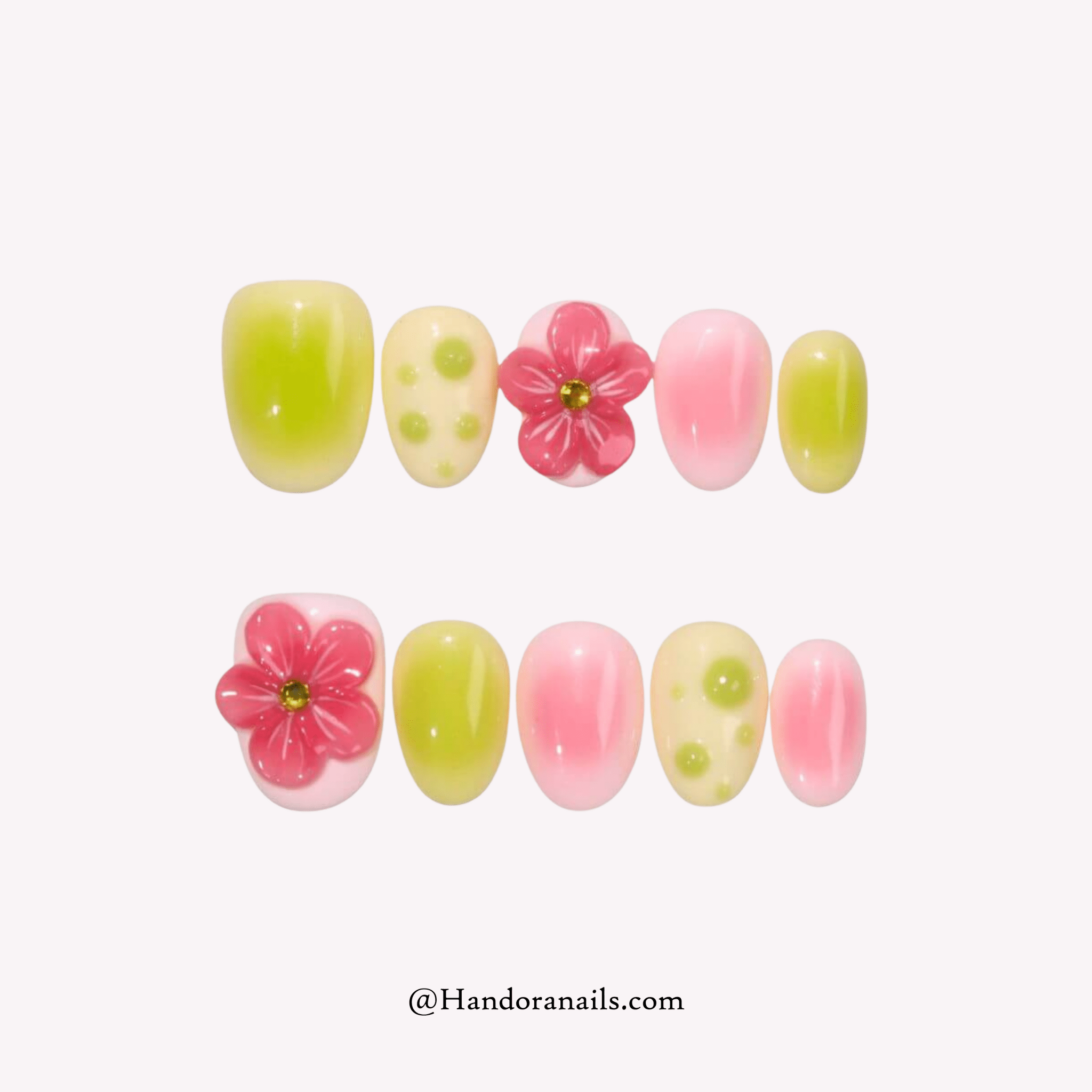 Spring Bloom floral press-on nails by Handora