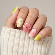 Spring Bloom press-on nails – hand-painted reusable gel set by Handora
