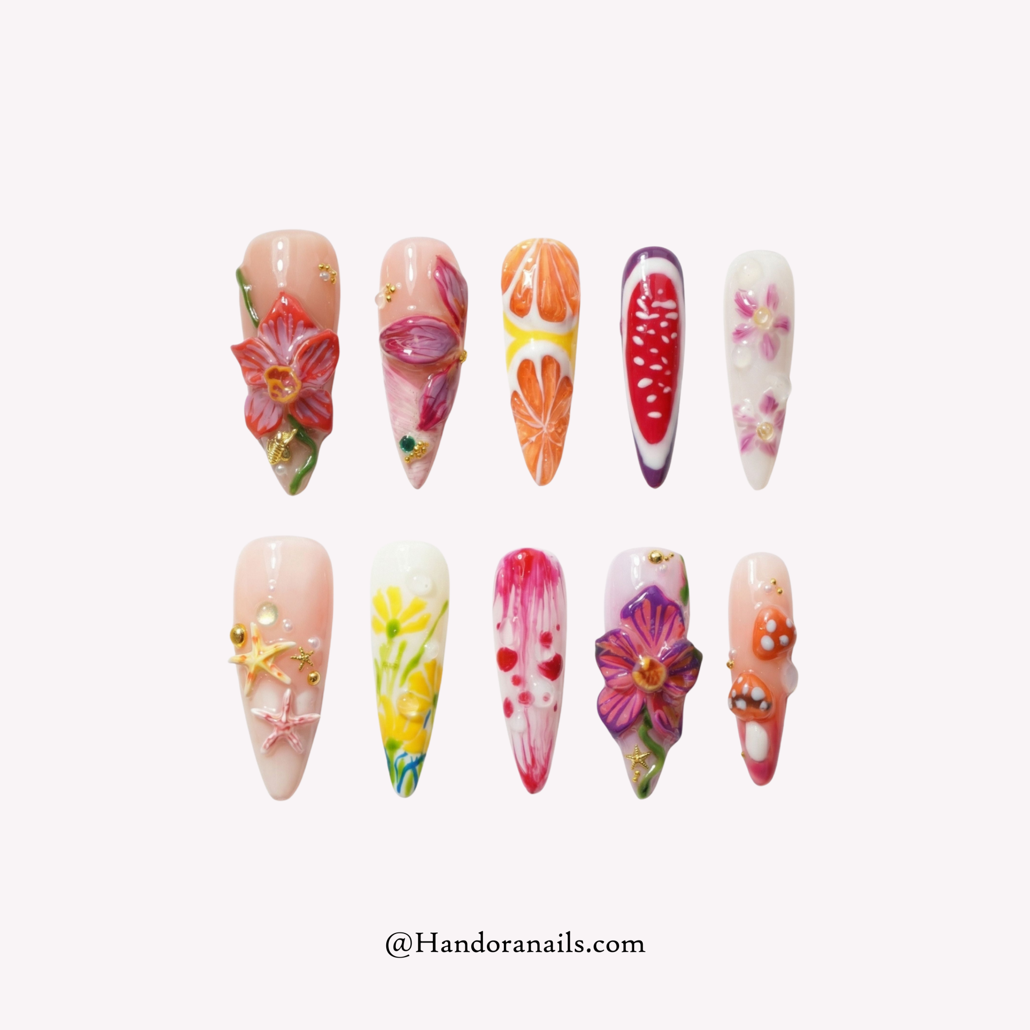 Spring Garden press-on nails by Handora