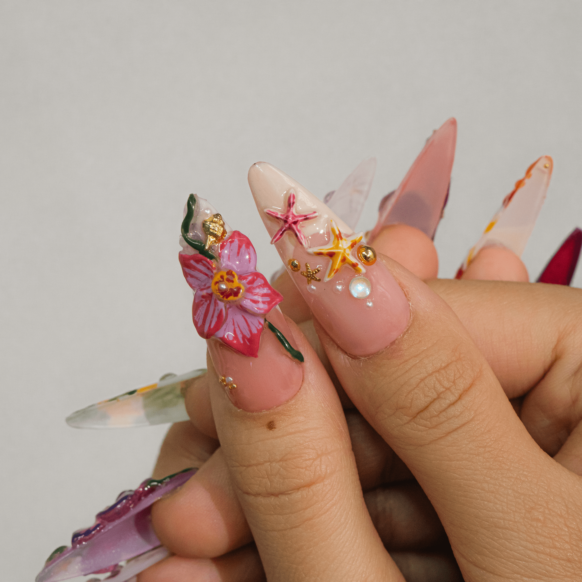 Spring Garden nail design – handmade press-on nails by Handora