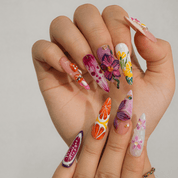 Spring Garden press-on nails – hand-painted reusable gel set by Handora