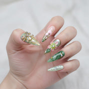 Spring Treats press-on nails – hand-painted reusable gel set by Handora