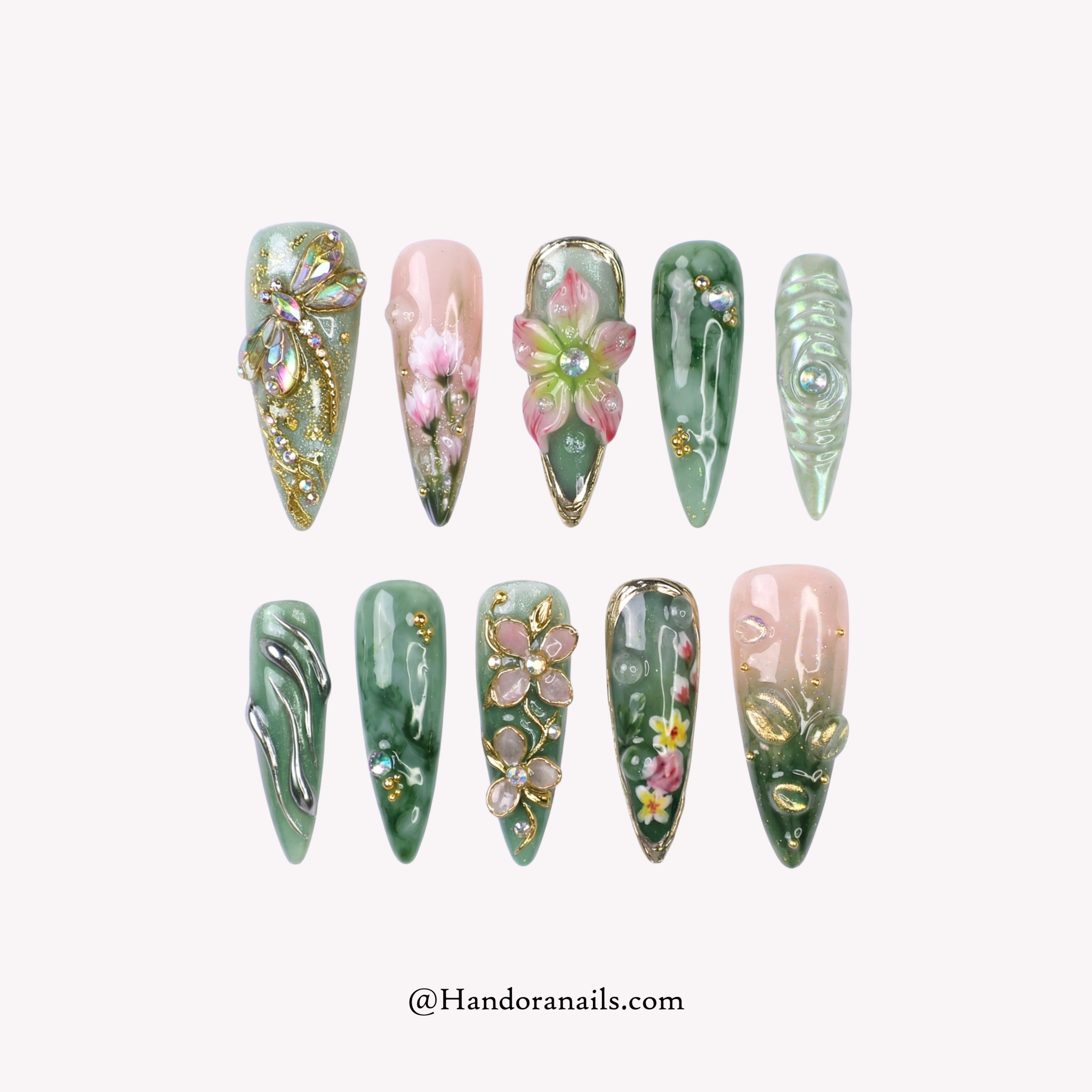 Spring Treats floral press-on nails by Handora