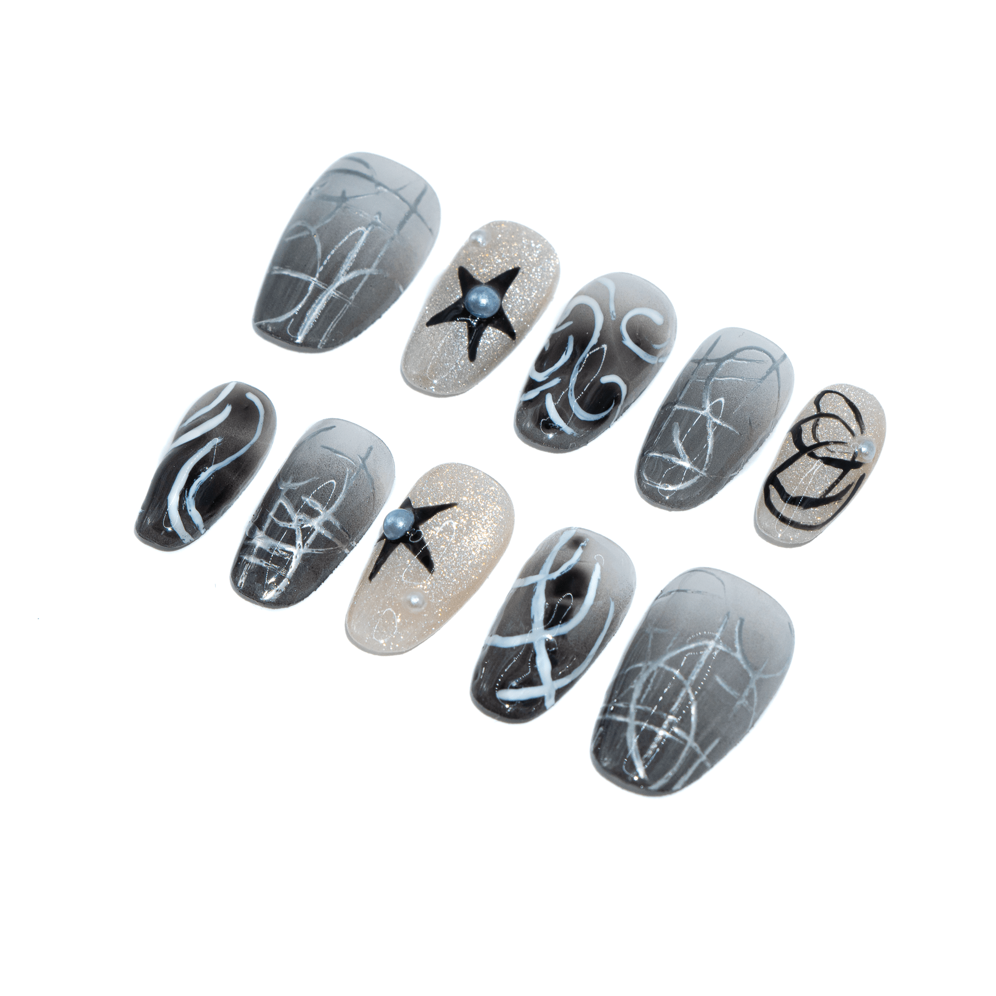 Star Dust salon-quality handmade press-on nails by Handora