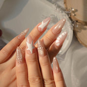 Star Snow press-on nails – hand-painted reusable gel set by Handora