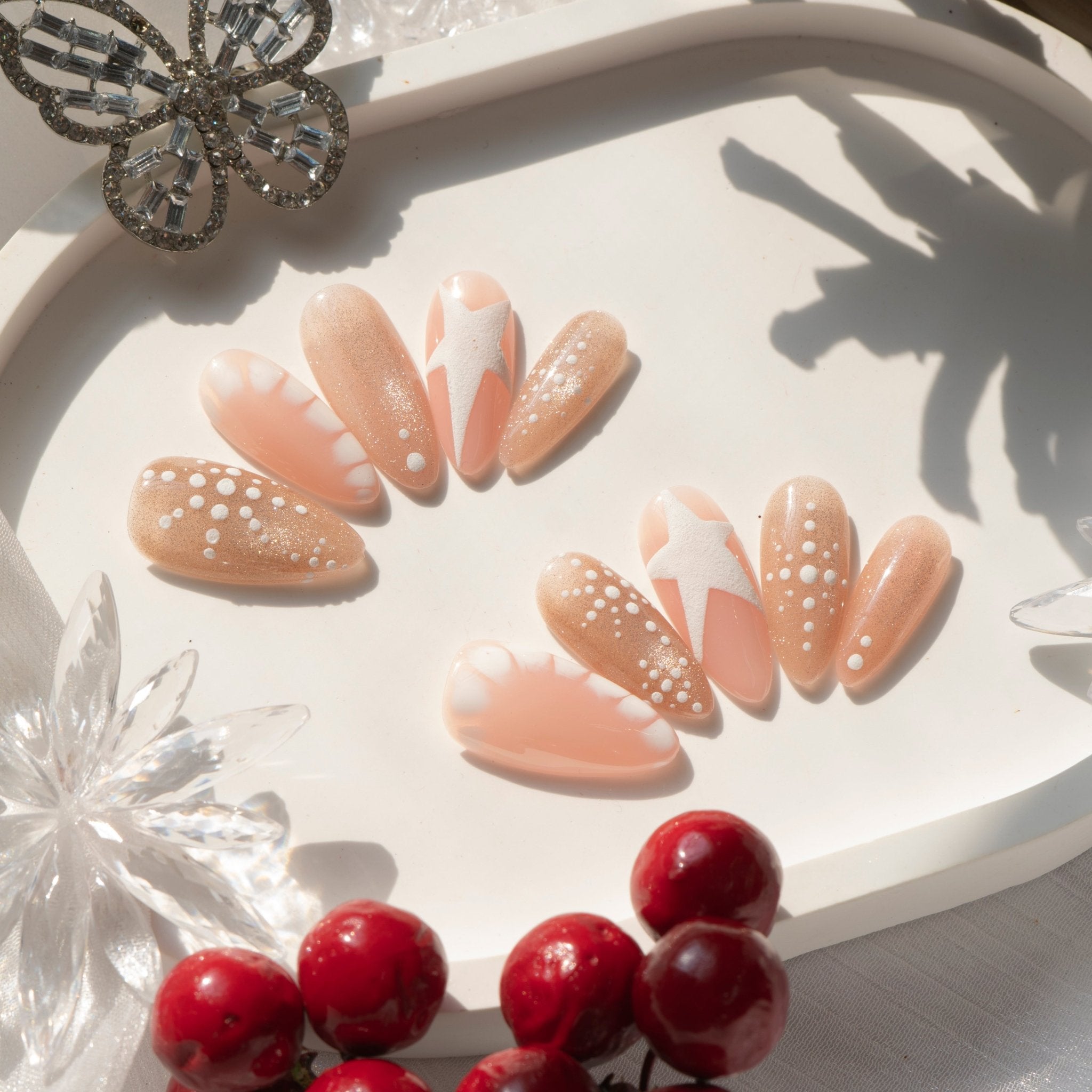 Star Snow christmas press-on nails by Handora