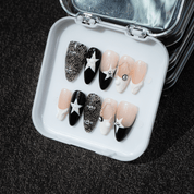 Starry Lace gothic nail design – handmade press-on nails by Handora
