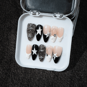 Starry Lace press-on nails – design close-up by Handora