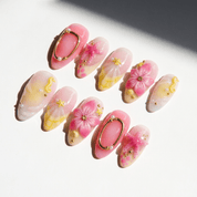 Starry Pink 3d nail design – handmade press-on nails by Handora