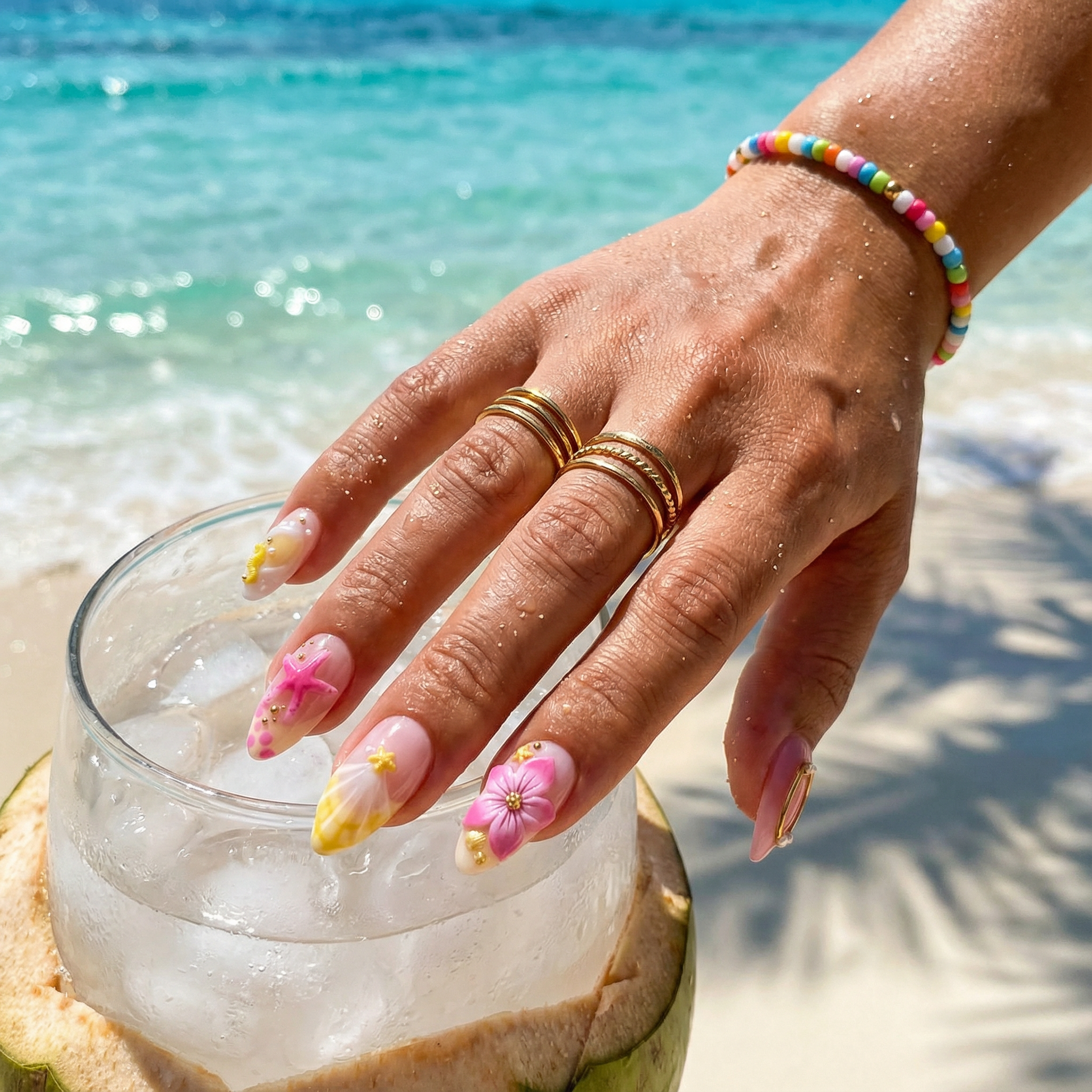 Starry Pink full press-on nail set – sizes XS–L by Handora