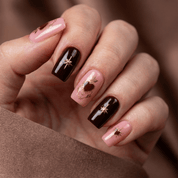Stellar Heart press-on nails – hand-painted reusable gel set by Handora
