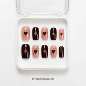 Stellar Heart square press-on nails – design close-up by Handora