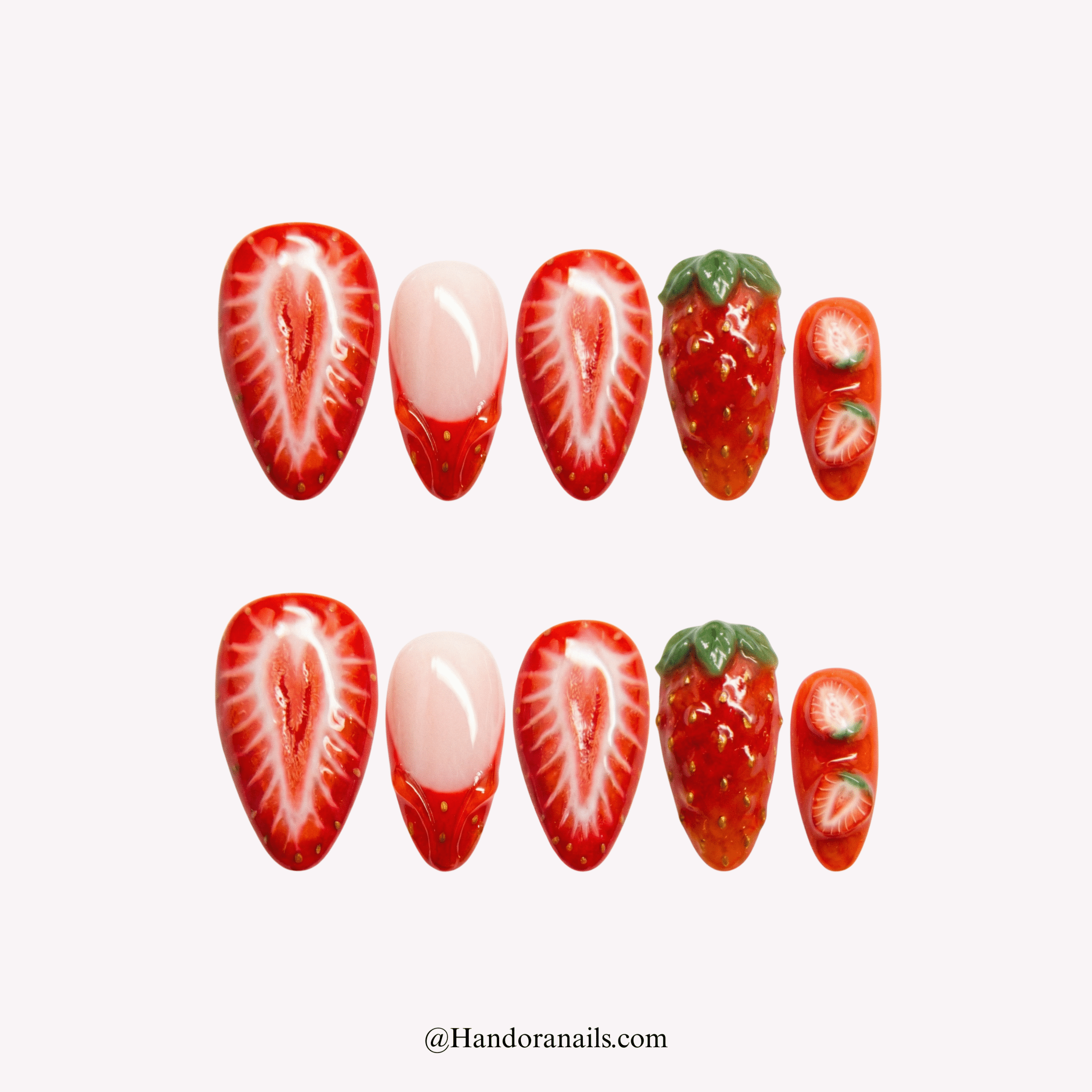 Strawberry Kiss - Handora Nails - flirty nailsfruithandmade