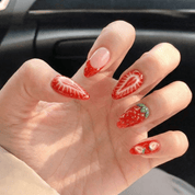 Strawberry Kiss full press-on nail set – sizes XS–L by Handora