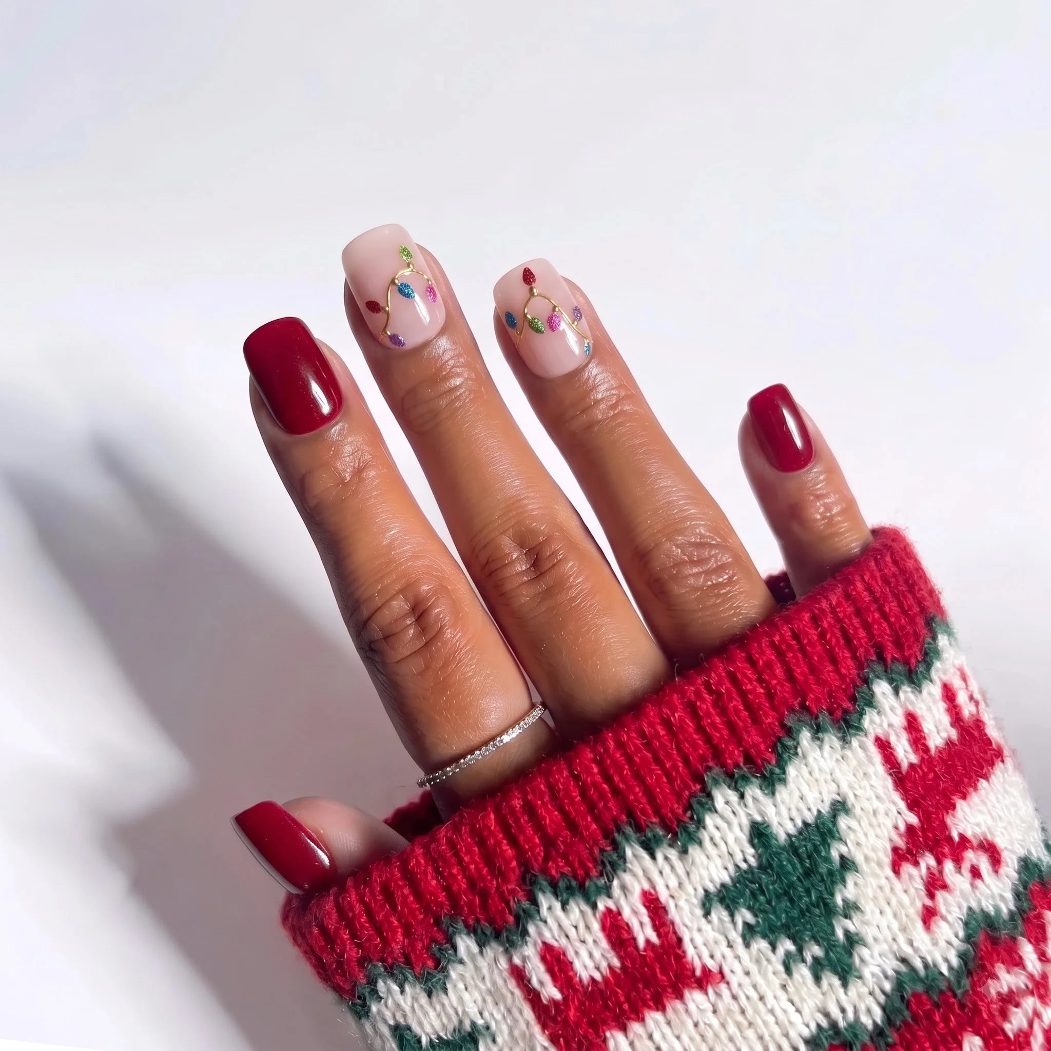 String Lights Christmas press-on nails - design view 6 by Handora Nails