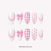 Sugar Check almond 3d press-on nails by Handora