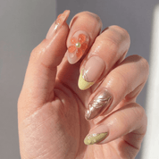 Summer Peach full press-on nail set – sizes XS–L by Handora