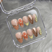 Summer Peach salon-quality handmade press-on nails by Handora
