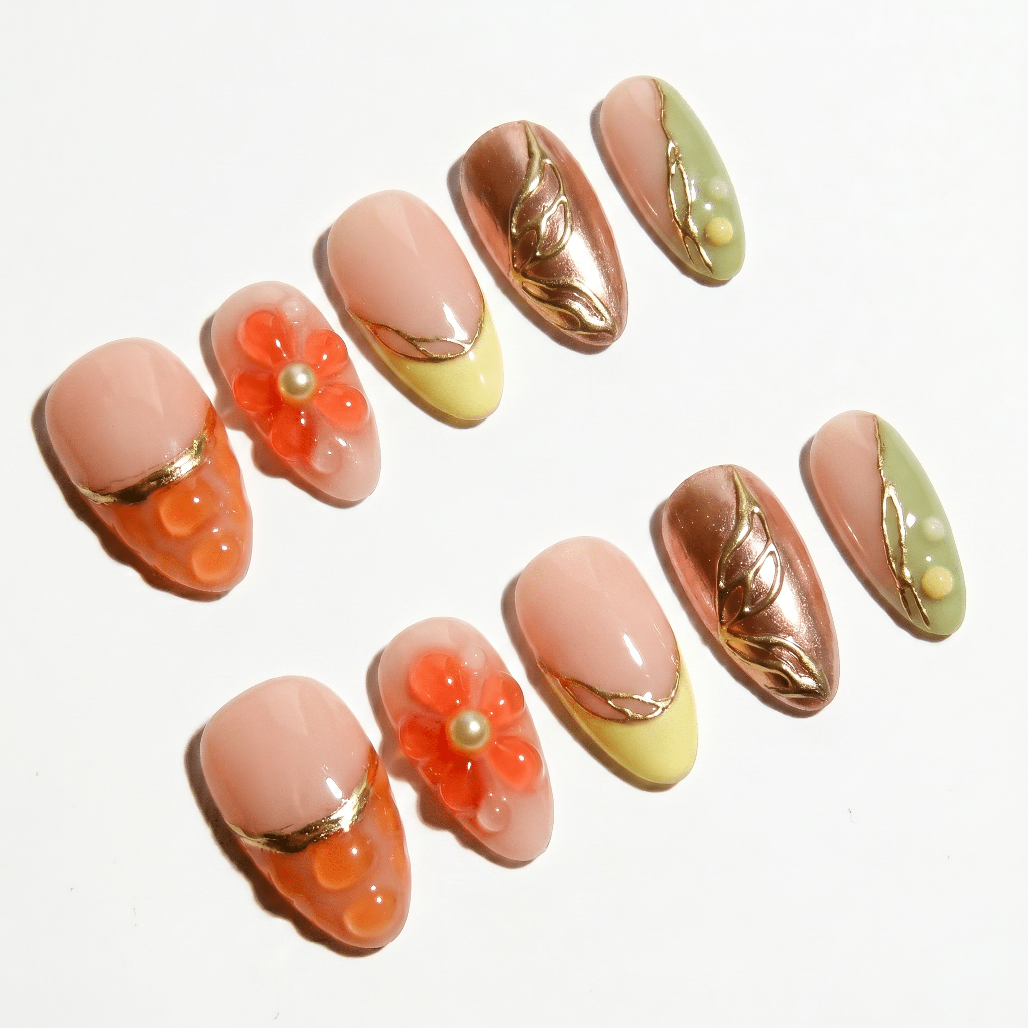 Summer Peach press-on nails by Handora