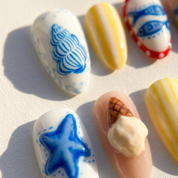 Summer Picnic salon-quality handmade press-on nails by Handora
