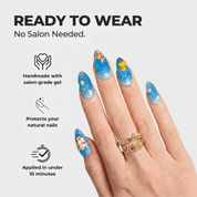 Summer Puppy kawaii nail design – handmade press-on nails by Handora